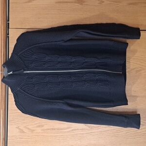 Banana Republic Navy Blue Cable Knit Turtleneck Sweater